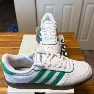 Adidas White and Green Classic Sneakers